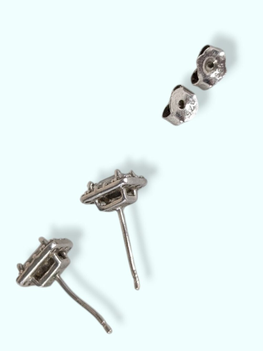 Keira Sterling Silver CZ Halo Stud Earrings - Picture 4 of 6